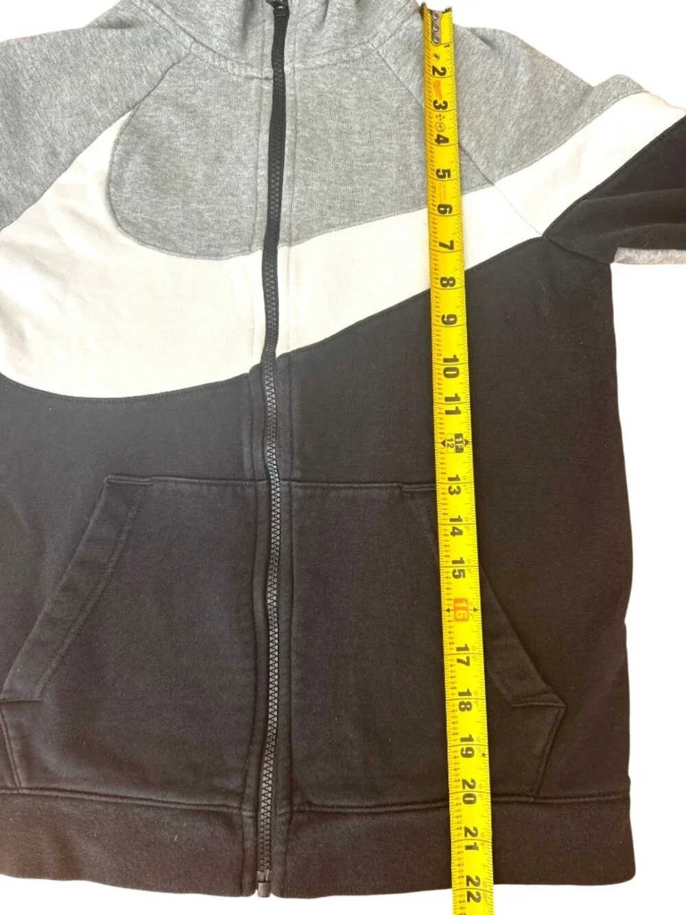 Vintage Nike Youth Sz XL Gray Black Full Zip Hoodie Track Jacket Y2K Sportswear